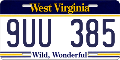 WV license plate 9UU385