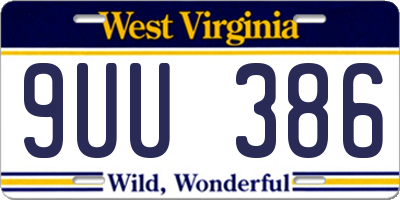 WV license plate 9UU386