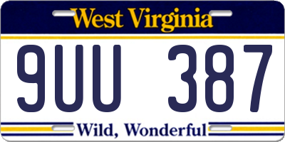WV license plate 9UU387