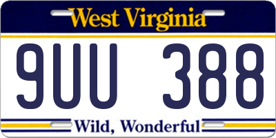 WV license plate 9UU388