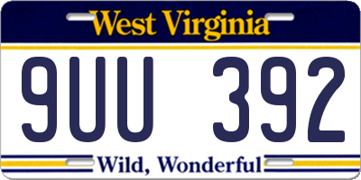 WV license plate 9UU392