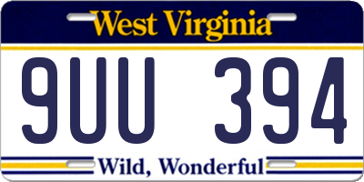 WV license plate 9UU394