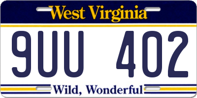 WV license plate 9UU402