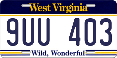WV license plate 9UU403