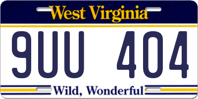 WV license plate 9UU404