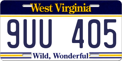 WV license plate 9UU405
