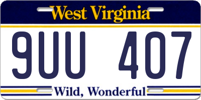 WV license plate 9UU407