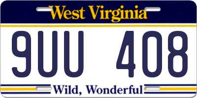 WV license plate 9UU408
