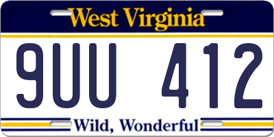WV license plate 9UU412