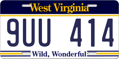 WV license plate 9UU414
