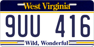 WV license plate 9UU416