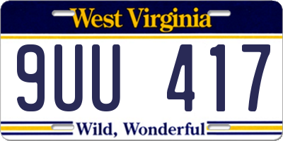 WV license plate 9UU417
