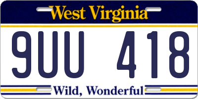WV license plate 9UU418