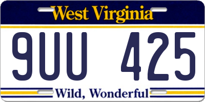 WV license plate 9UU425