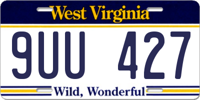 WV license plate 9UU427