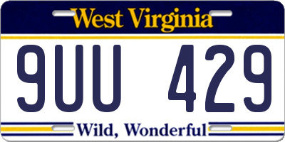 WV license plate 9UU429