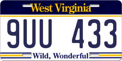 WV license plate 9UU433