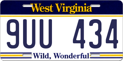 WV license plate 9UU434