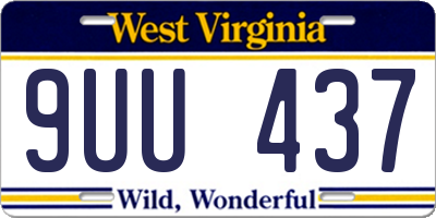 WV license plate 9UU437