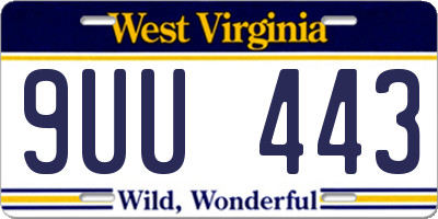 WV license plate 9UU443