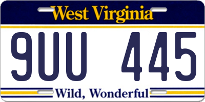 WV license plate 9UU445