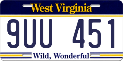 WV license plate 9UU451