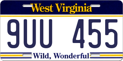 WV license plate 9UU455