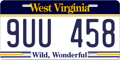 WV license plate 9UU458