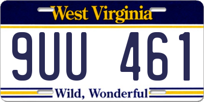 WV license plate 9UU461