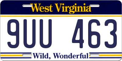 WV license plate 9UU463