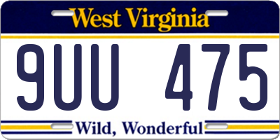 WV license plate 9UU475