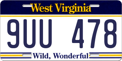 WV license plate 9UU478