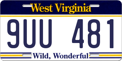 WV license plate 9UU481
