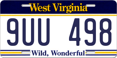 WV license plate 9UU498