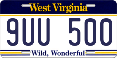 WV license plate 9UU500