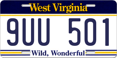 WV license plate 9UU501