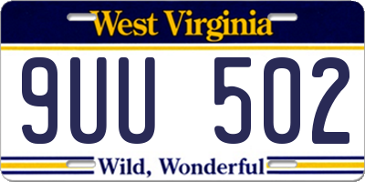 WV license plate 9UU502
