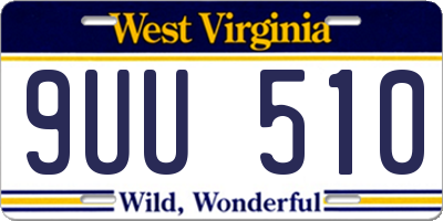 WV license plate 9UU510