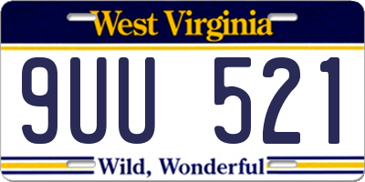 WV license plate 9UU521