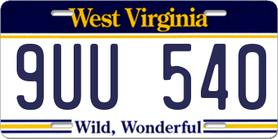 WV license plate 9UU540