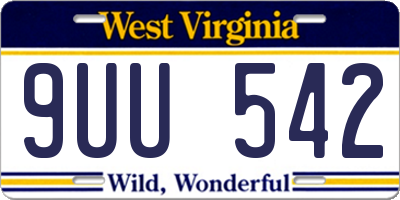 WV license plate 9UU542