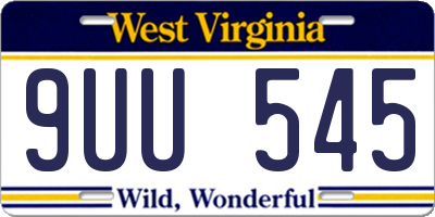 WV license plate 9UU545