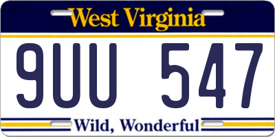 WV license plate 9UU547