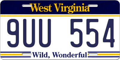 WV license plate 9UU554