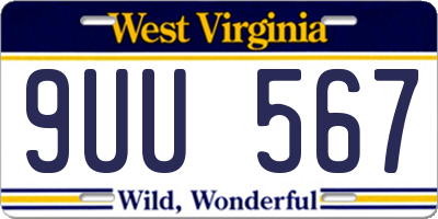 WV license plate 9UU567