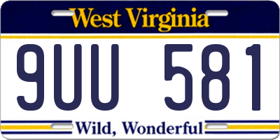 WV license plate 9UU581