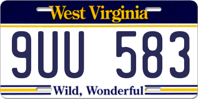 WV license plate 9UU583