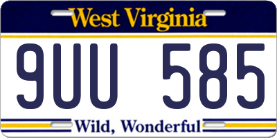 WV license plate 9UU585