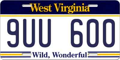 WV license plate 9UU600