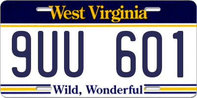 WV license plate 9UU601